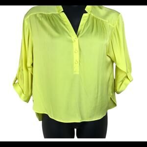 MILLY Silk Bright Yellow 3/4 Button down Blouse